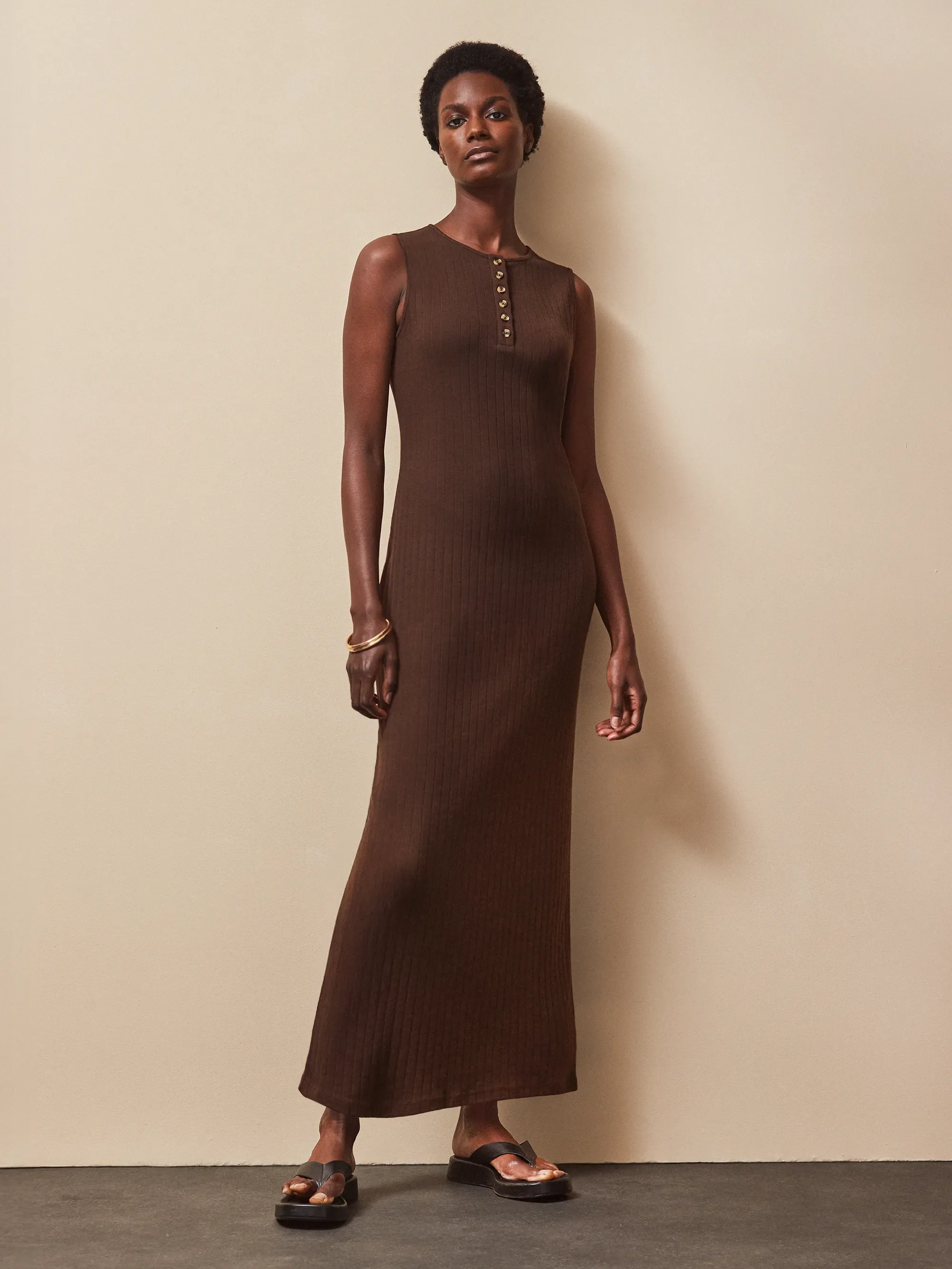 Chocolate Rib Column Dress