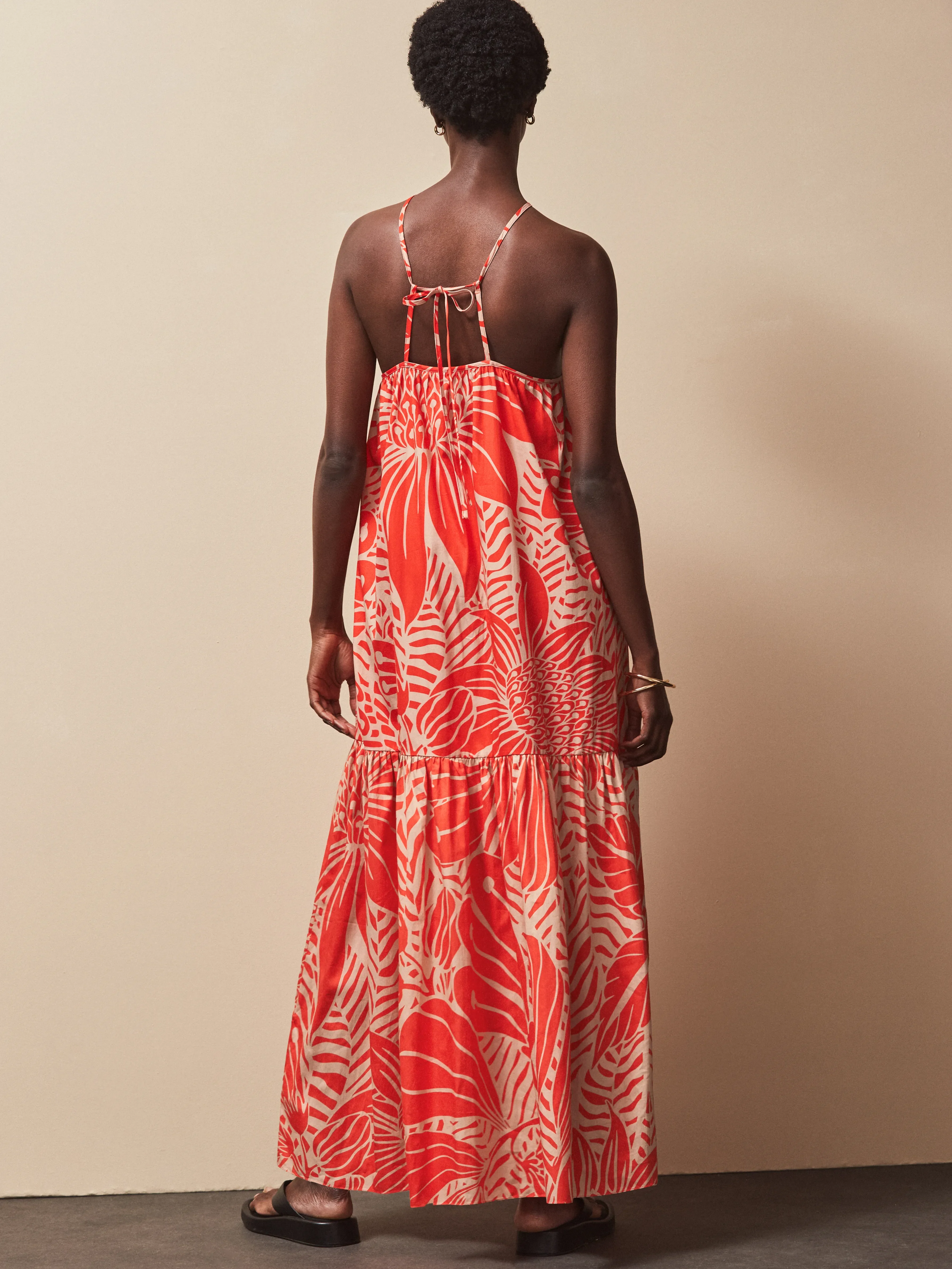 Red Floral Halterneck Dress